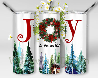 Joy To The World Design Png, Christmas 20oz Skinny Tumbler, Christmas Trees Tumbler Wrap, Winter Tumbler Png, Christmas Saying Tumbler Template, Instant Download Sublimation WillowSageDesign 