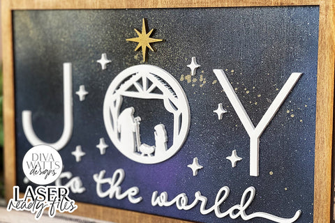 Joy To The World Glowforge SVG | Christmas Nativity Scene Design SVG Diva Watts Designs 