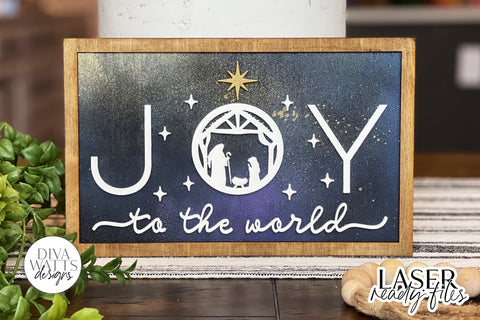 Joy To The World Glowforge SVG | Christmas Nativity Scene Design SVG Diva Watts Designs 
