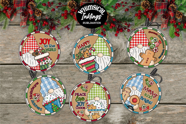 Joy To The World Gnome Ornaments Sublimation Whimsical Inklings 
