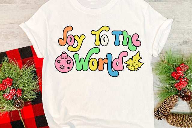 Joy To The World Groovy Christmas Sublimation I Retro PNG Sublimation Happy Printables Club 