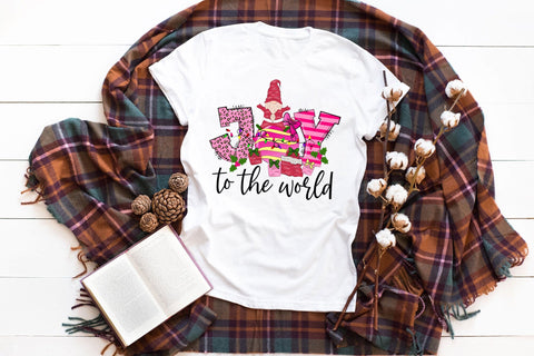 Joy to the World | Pink Christmas PNG Sublimation Sublimation CraftLabSVG 