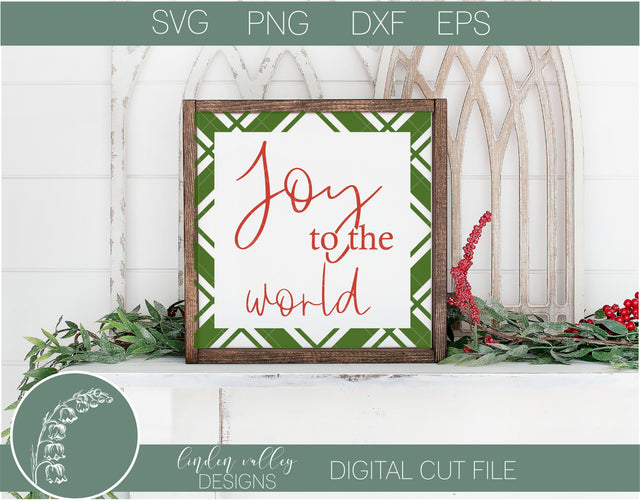 Joy To The World Plaid SVG SVG Linden Valley Designs 