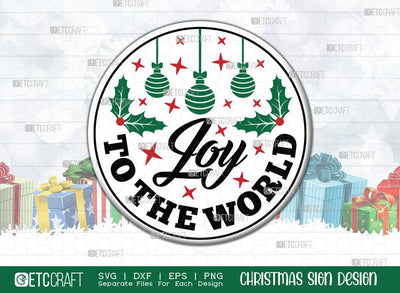 Joy To The World Sign SVG Cut File | Merry Christmas Svg | Round Sign | Christmas Door Hanger | Farmhouse Decor Svg | Christmas Sign | Christmas Wood Sign Design SVG ETC Craft 