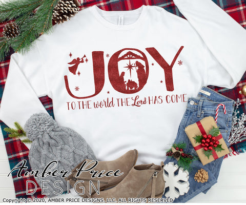 Joy to the world the Lord has come SVG PNG DXF | Christmas Nativity Scene SVG | Christian Christmas SVGs SVG Amber Price Design 