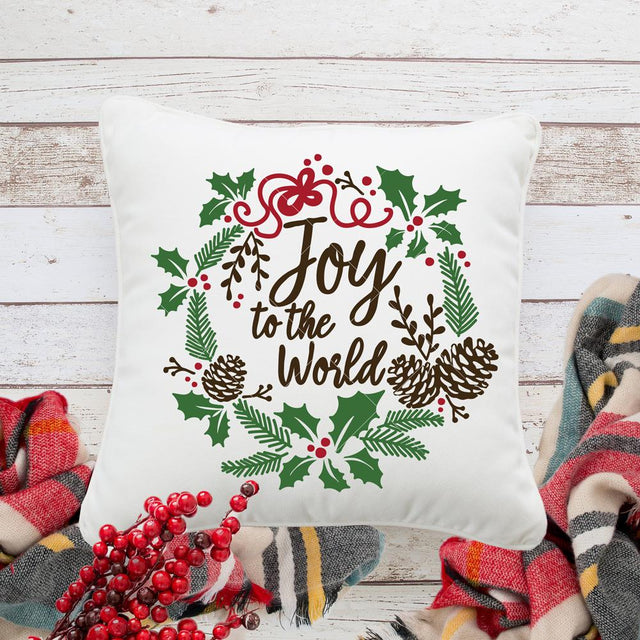 Joy to the World Wreath round circle Christmas SVG SVG Chameleon Cuttables 