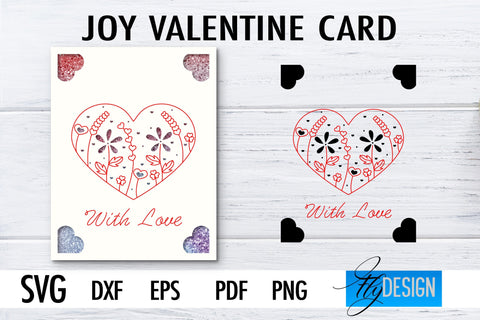 Joy Valentine’s Day Card SVG | Paper Cut SVG | Love Design SVG Fly Design 