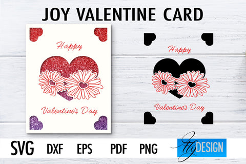 Joy Valentine’s Day Card SVG | Paper Cut SVG | Love Design SVG Fly Design 
