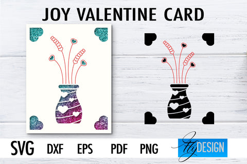 Joy Valentine’s Day Card SVG | Paper Cut SVG | Love Design SVG Fly Design 