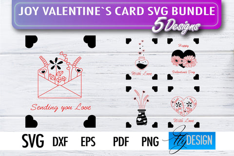 Joy Valentine’s Day Card SVG | Paper Cut SVG | Love Design SVG Fly Design 