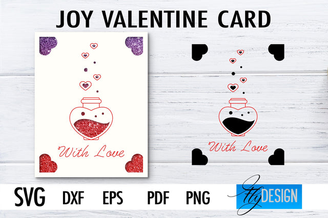 Joy Valentine’s Day Card SVG | Paper Cut SVG | Love Design SVG Fly Design 
