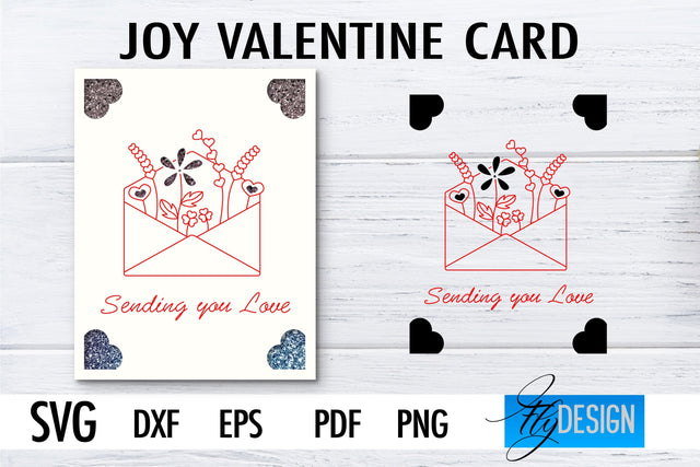 Joy Valentine’s Day Card SVG | Paper Cut SVG | Love Design SVG Fly Design 
