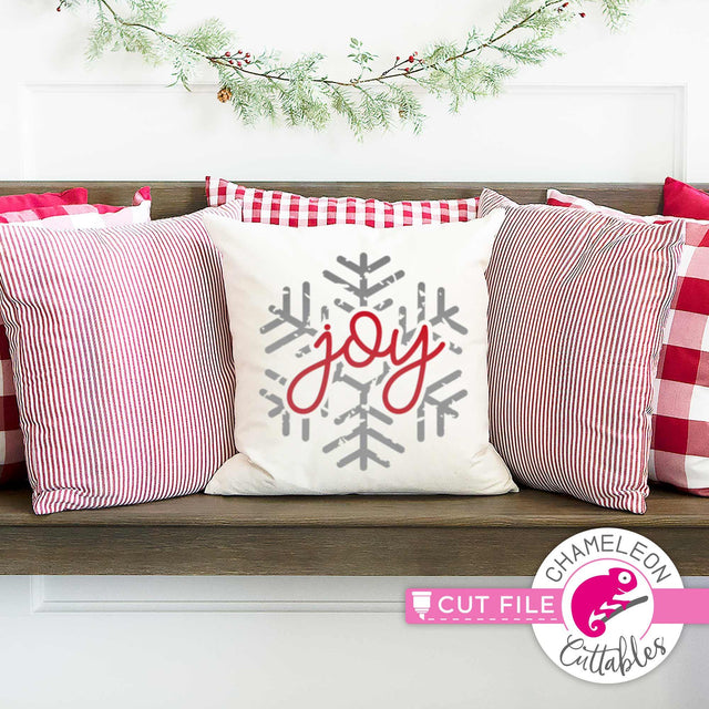 Joy Vintage frosty snowflake distressed svg png dxf SVG Chameleon Cuttables 