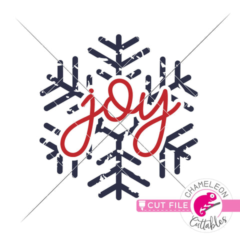 Joy Vintage frosty snowflake distressed svg png dxf SVG Chameleon Cuttables 