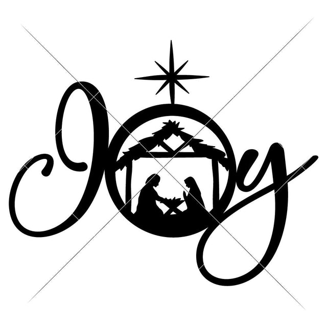Joy with Nativity Scene - Christmas SVG Chameleon Cuttables 