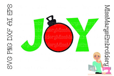 Joy with Ornament SVG MissMarysEmbroidery 