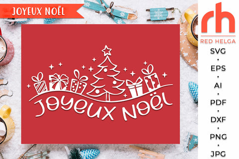 Joyeux Noël SVG - French Christmas Cut File - Xmas Card DXF SVG RedHelgaArt 