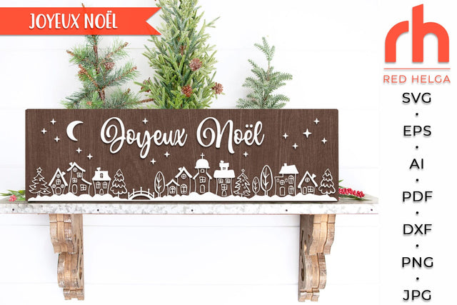 Joyeux Noël SVG - Horizontal Sign Cut File - French Christmas DXF SVG RedHelgaArt 