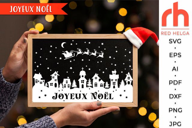 Joyeux Noël SVG - Winter Village Cut File - French Christmas DXF SVG RedHelgaArt 