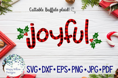 Joyful | Buffalo Plaid Christmas SVG SVG Wispy Willow Designs 
