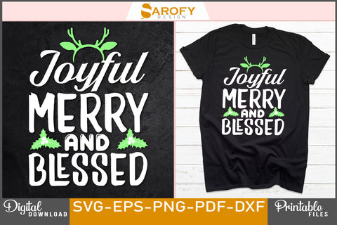 Joyful Merry and Blessed Christmas Women's Design SVG Cut File SVG Sarofydesign 