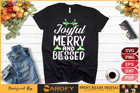 Joyful Merry and Blessed Christmas Women's Design SVG Cut File SVG Sarofydesign 