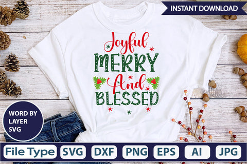 JOYFUL MERRY AND BLESSED SVG Cut File SVG DesignPlante 503 