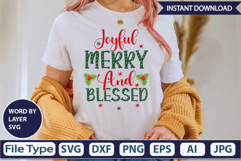 JOYFUL MERRY AND BLESSED SVG Cut File SVG DesignPlante 503 
