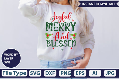 JOYFUL MERRY AND BLESSED SVG Cut File SVG DesignPlante 503 