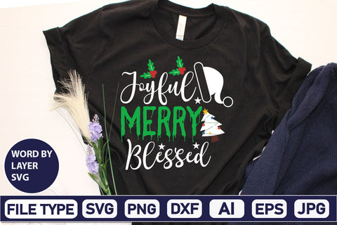 Joyful Merry Blessed SVG Cut File SVGs,Quotes and Sayings,Food & Drink,On Sale, Print & Cut SVG DesignPlante 503 