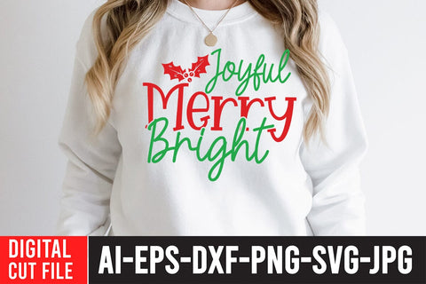 Joyful Merry Bright vSVG Cut File SVG BlackCatsMedia 