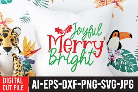 Joyful Merry Bright vSVG Cut File SVG BlackCatsMedia 