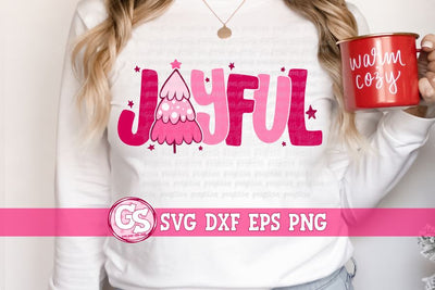 Joyful Pink Christmas Tree SVG DXF EPS PNG SVG Greedy Stitches 