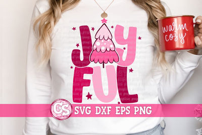Joyful Pink Christmas Tree SVG DXF EPS PNG SVG Greedy Stitches 