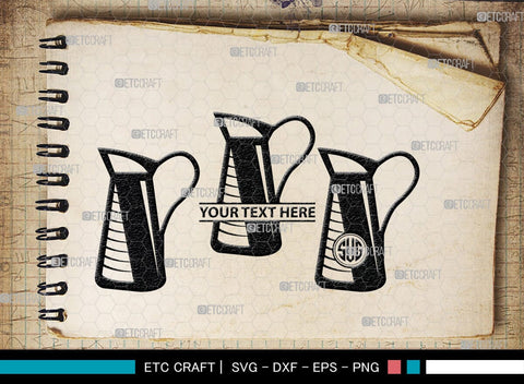 Jug monogram, Jug Silhouette, Jug SVG, Pitcher Svg, Jar Svg, Drink Svg, SB00170 SVG ETC Craft 
