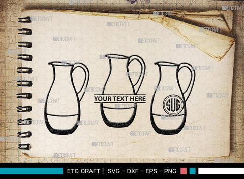 Jug monogram, Jug Silhouette, Jug SVG, Pitcher Svg, Jar Svg, Drink Svg, SB00170 SVG ETC Craft 