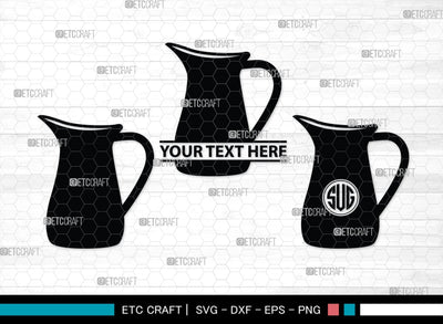 Jug monogram, Jug Silhouette, Jug SVG, Pitcher Svg, Jar Svg, Drink Svg, SB00170 SVG ETC Craft 