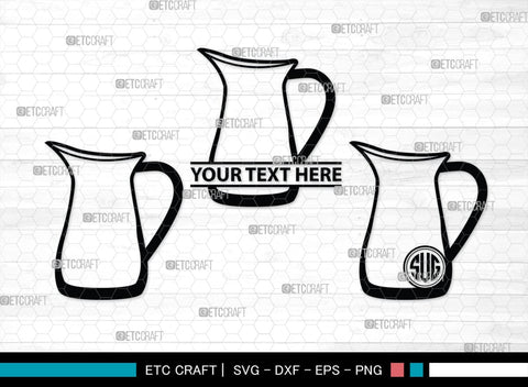 Jug monogram, Jug Silhouette, Jug SVG, Pitcher Svg, Jar Svg, Drink Svg, SB00170 SVG ETC Craft 