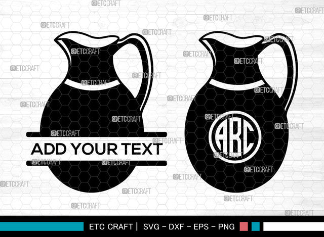 Jug Monogram SVG, Milk Jug Svg, Water Jug Svg, Pitcher Svg, Split Monogram Svg, Jug Svg SVG ETC Craft 