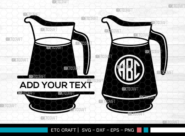 Jug Monogram SVG, Milk Jug Svg, Water Jug Svg, Pitcher Svg, Split Monogram Svg, Jug Svg SVG ETC Craft 