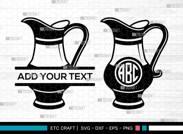 Jug Monogram SVG, Milk Jug Svg, Water Jug Svg, Pitcher Svg, Split Monogram Svg, Jug Svg SVG ETC Craft 