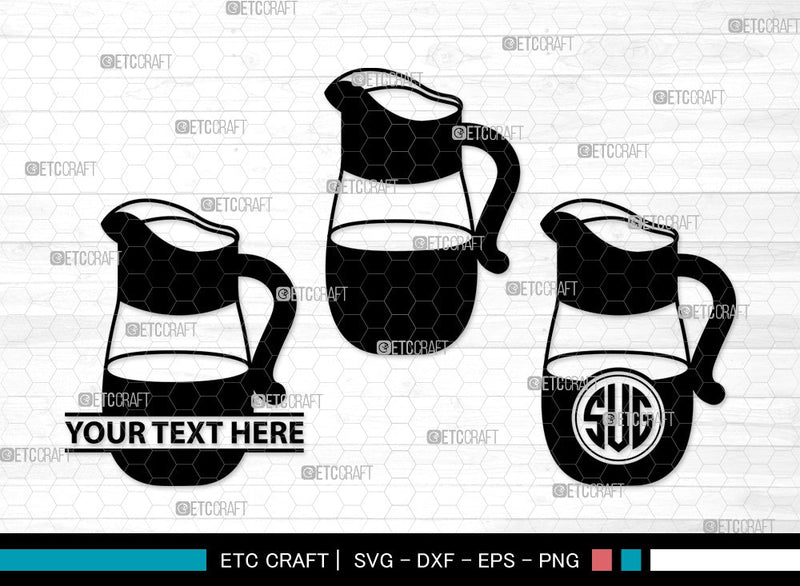Jug With Glass Monogram SVG | Jug Svg | Pitcher Svg | Water Pitcher Svg | Jug With Glass Clipart SVG ETC Craft 