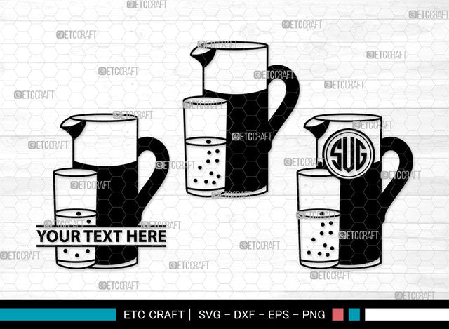 Jug With Glass Monogram SVG | Jug Svg | Pitcher Svg | Water Pitcher Svg | Jug With Glass Clipart SVG ETC Craft 