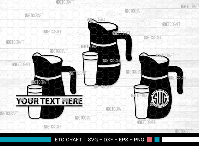 Jug With Glass Monogram SVG | Jug Svg | Pitcher Svg | Water Pitcher Svg | Jug With Glass Clipart SVG ETC Craft 
