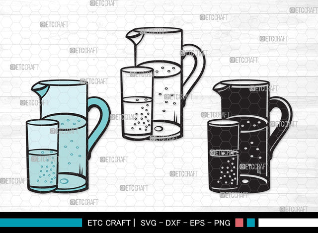 Jug With Glass SVG | Jug Svg | Pitcher Svg | Water Pitcher Svg | Jug With Glass Clipart SVG ETC Craft 