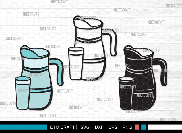 Jug With Glass SVG | Jug Svg | Pitcher Svg | Water Pitcher Svg | Jug With Glass Clipart SVG ETC Craft 