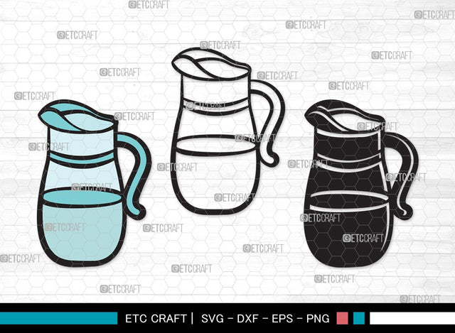 Jug With Glass SVG | Jug Svg | Pitcher Svg | Water Pitcher Svg | Jug With Glass Clipart SVG ETC Craft 