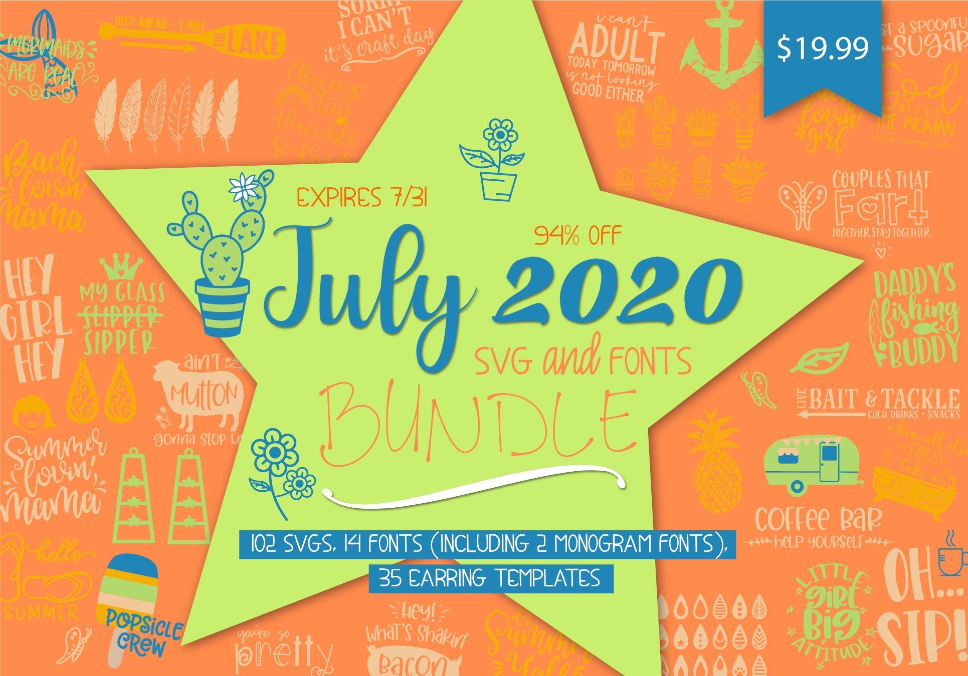 July 2020 Font and Design Bundle | So Fontsy