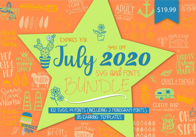 July 2020 SVG and Fonts Bundle Bundle So Fontsy Design Shop 