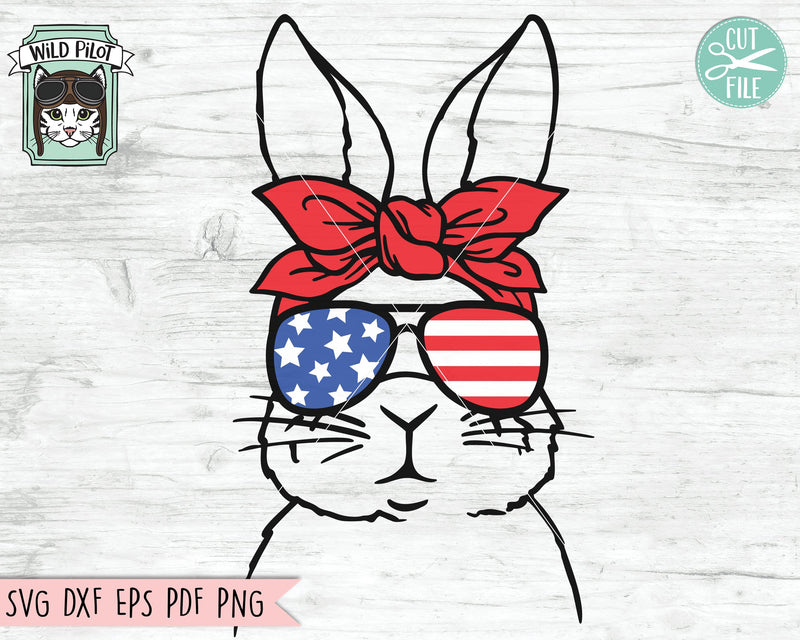 July 4th Bunny SVG, Fourth of July Bunny svg file, Rabbit Glasses svg ...